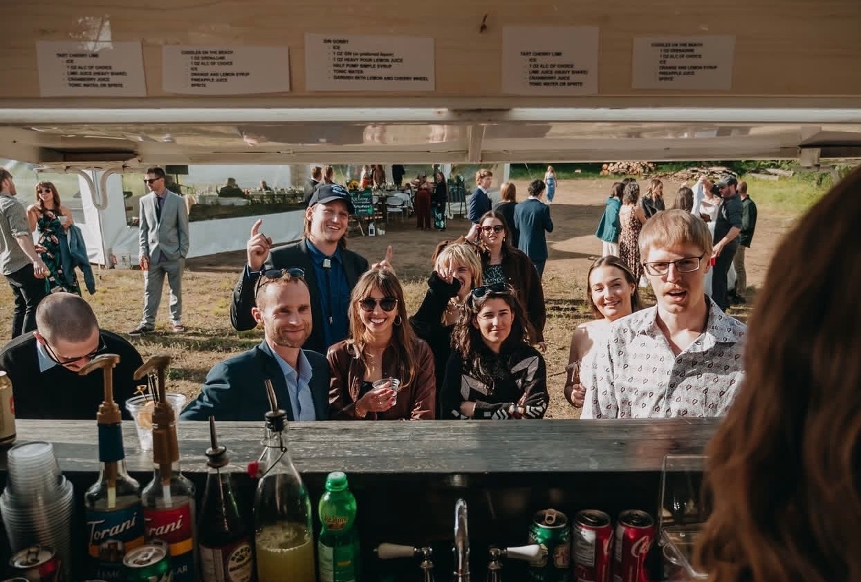 Guests lined up at the mobile bar